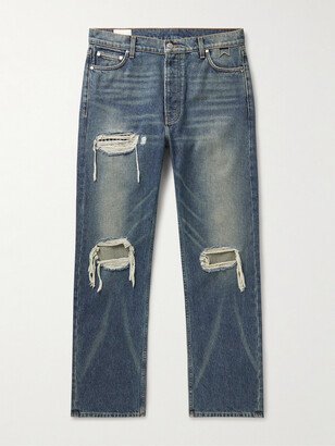 Straight-Leg Panelled Distressed Jeans