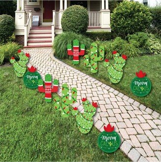 Big Dot Of Happiness Merry Cactus - Lawn Decor - Outdoor Christmas Cactus Party Yard Decor - 10 Piece