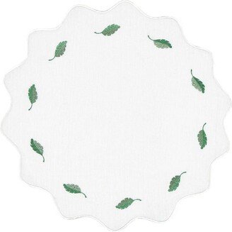 Km Home Collection Flora - Leaves Embroidery Round Placemats Set Of 2