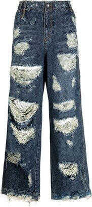 Distressed-Effect Cotton Jeans