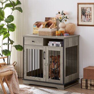 / Dog Wooden Crates Indoor Pet Crate End Tables with Removable Trays