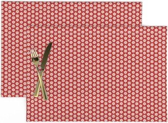 Holiday Star Placemats | Set Of 2 - Stars-In-Cinnamon By Indybloomdesign Red Snowflake Snow Snowmen Cloth Spoonflower