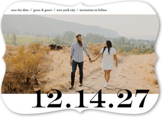 Save The Date Cards: Central Date Save The Date, White, 5X7, Matte, Signature Smooth Cardstock, Bracket