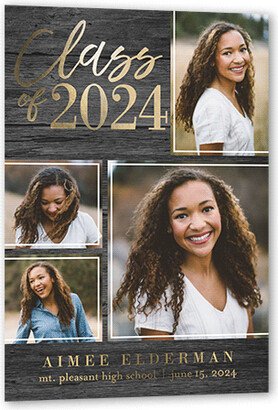 Graduation Announcements: Natural Grad Graduation Announcement, Gold Foil, Grey, 5X7, Matte, Personalized Foil Cardstock, Square