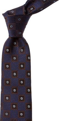 Blue Floral Squares Silk Tie