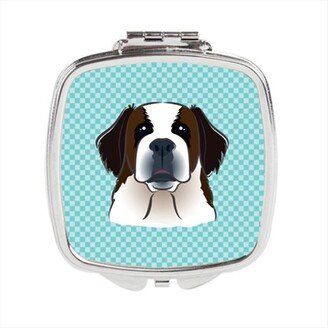 BB1184SCM Checkerboard Blue Saint Bernard Compact Mirror, 2.75 x 3 x .3 In.