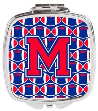 CJ1076-MSCM Letter M Football Harvard Crimson & Yale Blue Compact Mirror