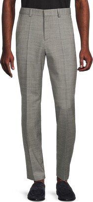 Modern Fit Virgin Wool Blend Plaid Dress Pants