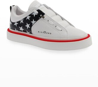 Men's Tricolor Star-Print Low-Top Sneakers