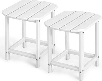 2PCS 18'' Patio Adirondack Side Table Weather Resistant Garden - 19'' x 14.5'' x 18''