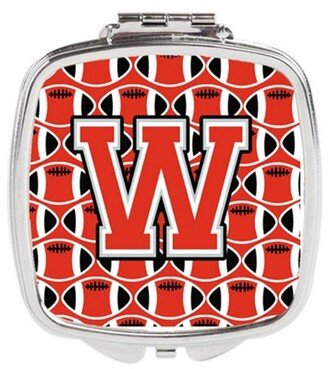 CJ1067-WSCM Letter W Football Scarlet & Grey Compact Mirror