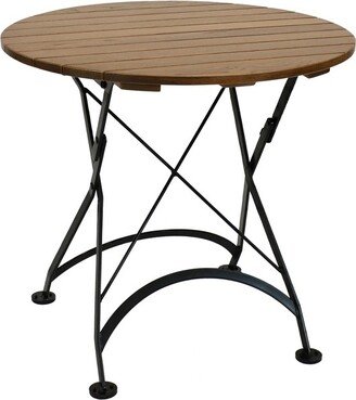 Sunnydaze Decor Sunnydaze Indoor/Outdoor Chestnut Wood Portable Folding Round Patio Bistro Table - 32