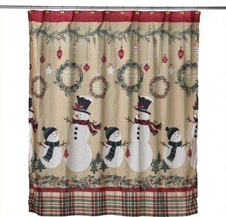 Rustic Plaid Snowman Shower Curtain