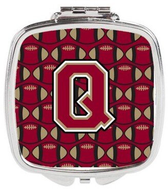 CJ1078-QSCM Letter Q Football Garnet & Gold Compact Mirror