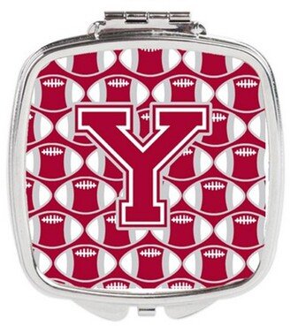 CJ1065-YSCM Letter Y Football Crimson, Grey & White Compact Mirror