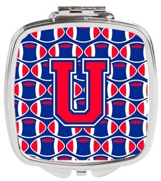 CJ1076-USCM Letter U Football Harvard Crimson & Yale Blue Compact Mirror