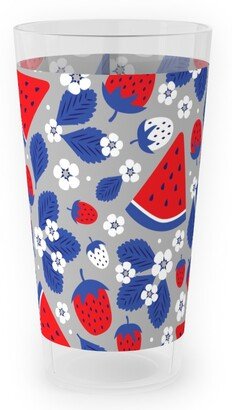 Outdoor Pint Glasses: Summer Strawberries And Melons - Red, White And Blue Outdoor Pint Glass, Multicolor