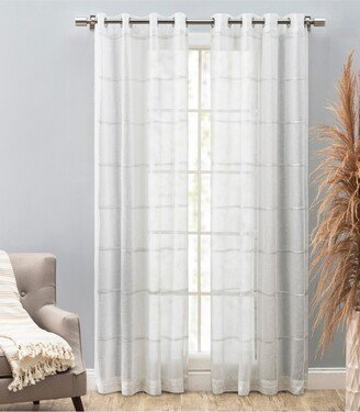 Horizon Stripe Textured Semi-Sheer Grommet Curtain Panel 55