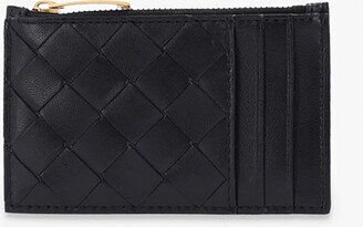 Card Case With ‘Intrecciato’ Weave - Black