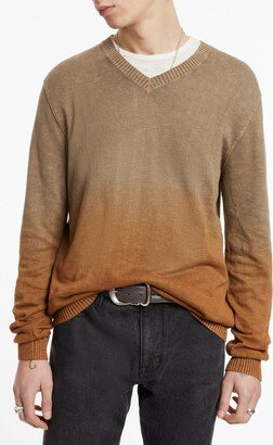 Kane Ombré V-Neck Cotton Slub Sweater