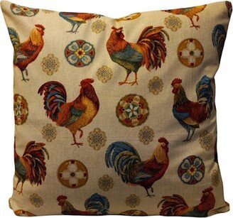Pillow Cover/100% Cotton Duck/Rooster Multi Cream/Zipper
