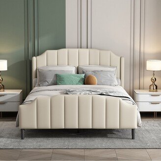 Queen Size Upholstered Platform Bed with Headboard and Footboard