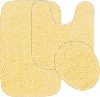 3pc Washable Nylon Bathroom Rug Set Yellow