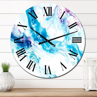 Designart 'Blue And Pink Marble Liquid Art II' Modern wall clock