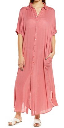 Button-Down Maxi Cover-Up Dress