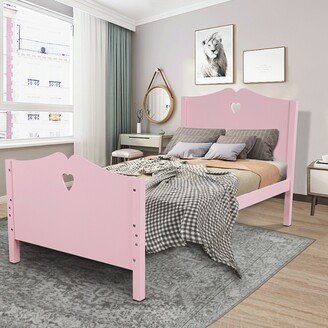 GEROJO Twin Size Platform Bed with Adorable Headboard & Footboard, Solid Wood Slat Support, Kids' Bedroom Furniture