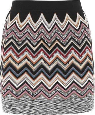 Zig-Zag Knitted Mini Skirt