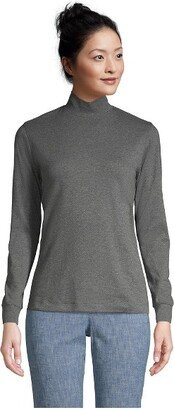 Women's Petite Relaxed Cotton Long Sleeve Mock Turtleneck - X-Small - Charcoal Heather