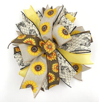 Pre-Made Sunflower & Rooster Bow For Signs Or Wreath Lantern, Farmhouse Embellishment Accent, Front Door Hanger