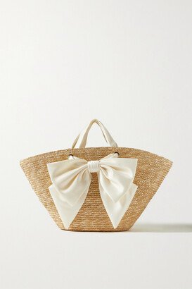 Carlotta Satin-trimmed Straw Tote - Neutrals