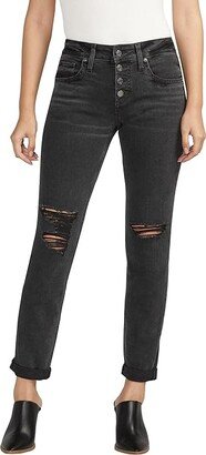 Boyfriend Mid-Rise Slim Leg Jeans L27161ABS538 (Black) Women's Jeans