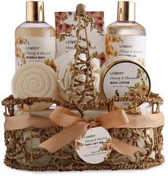 Lovery Home Spa Gift Basket - Honey & Almond Scent - Luxury Set