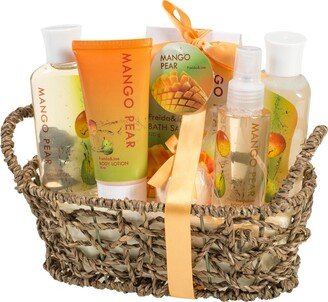 Freida and Joe Woven Basket Mango-Pear Fragrance Bath & Body Set-AA