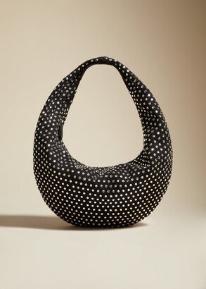 The Medium Olivia Hobo in Black with Crystals