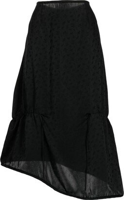 Asymmetric Graphic-Print Midi Skirt