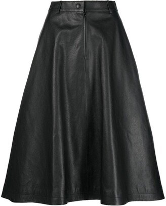 leather midi A-Line skirt