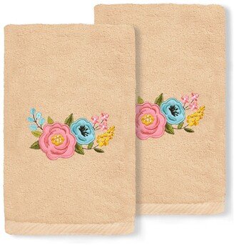 Primavera Embroidered Luxury 100% Turkish Cotton Hand Towel - Set of 2