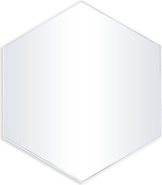 Glass & Wood Hexagonal Wall Mirror