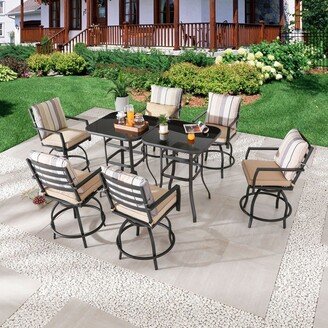 Patio Festival 8-Piece Bistro Set with 6 Swivel Chairs and 2 Tables