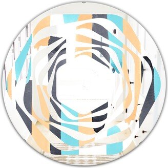 Designart 'Retro Geometrical Abstract I' Printed Modern Round or Oval Wall Mirror - Whirl