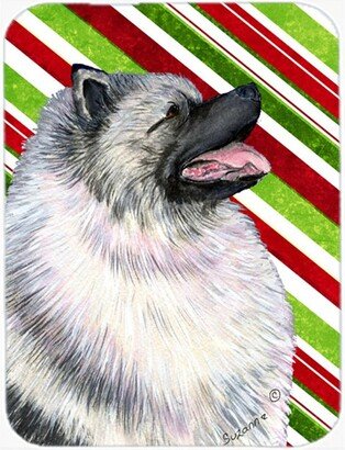 SS4557LCB Keeshond Candy Cane Holiday Christmas Glass Cutting Board