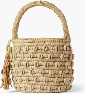 Antolina Paris Irie shell-embellished woven raffia bucket bag