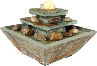 Sunnydaze Decor Ascending Slate Indoor Water Fountain with Led Light - 8 in