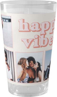 Outdoor Pint Glasses: Happy Vibes Outdoor Pint Glass, Pink