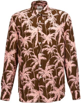 PT Torino Palm Tree-Printed Buttoned Shirt