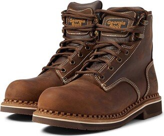 6 Work Leather Comp Toe (Brown) Women's Boots